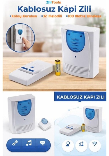 Zhltools 32 Melodi Kablosuz Kapı Zili Wireless 100 Metre Etkili