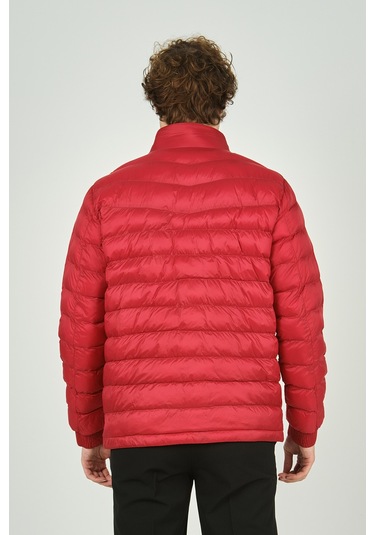 Allegro Erkek Hakim Yaka Fermuar Kapamalı Cep Detaylı Kapitone Şişme Mont 7360 Kırmızı Kırmızı