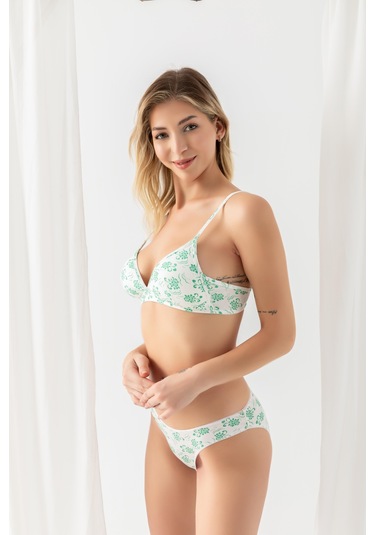 Pamuklu Desenli, Üçgen Sütyen Yeşil Mgp1961 Yeşil