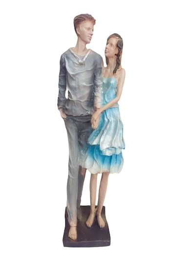 Polyester Etekli Sevgili Sarılmış Çift Biblo Obje 41cm