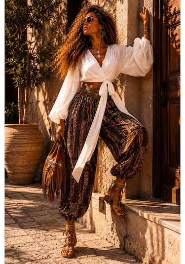 Na Addesıgn Etnik Stil Bağlamalı Oversize Kadın Bluz Siyah Ve Beyaz Renk Seçeneği