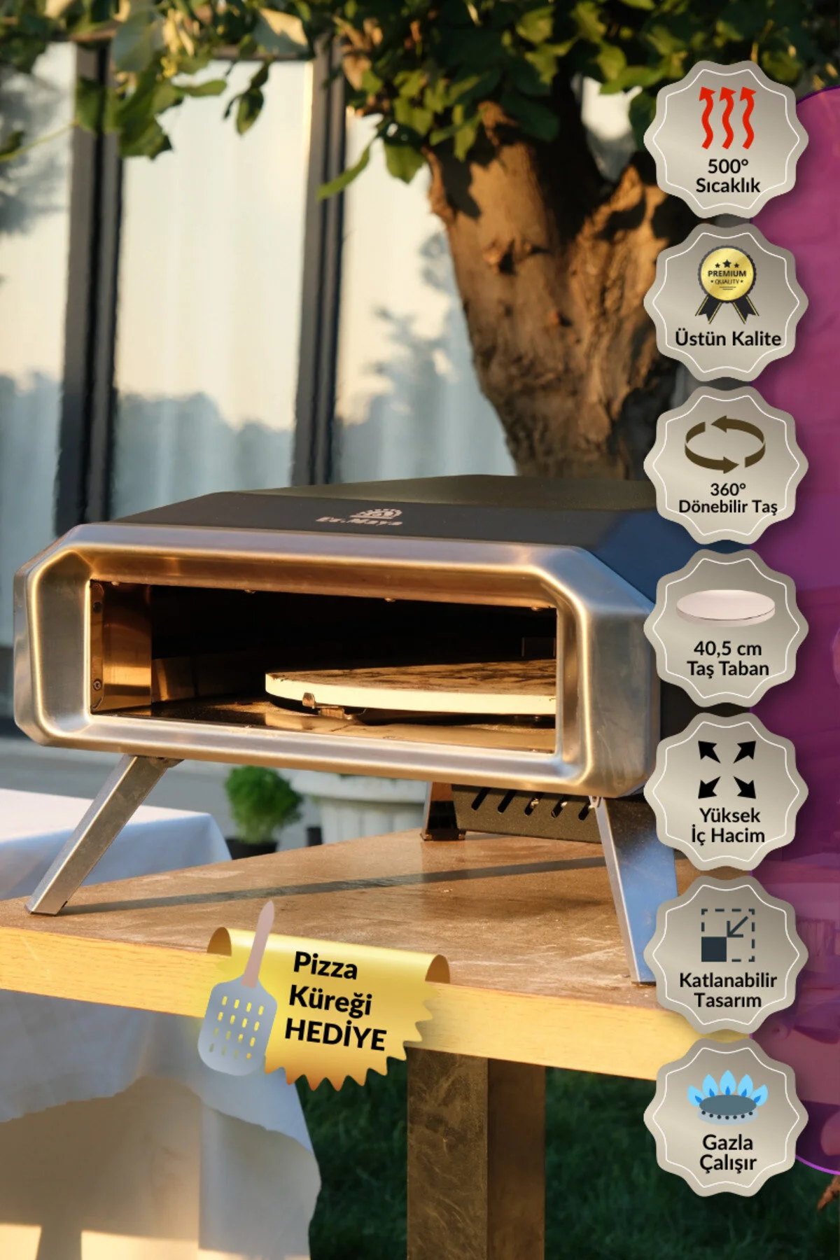 Dr.maya Garden Bahçe Taş Fırını - Gazlı Siyah