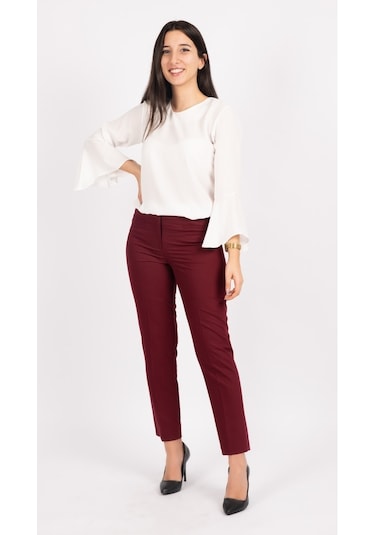 Soralline Bayan Bordo Pantolon Bilekte 1683 Bordo