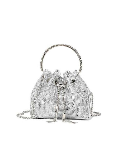 Pazly Yapay Elmas Premium Akşam Yemeği El Çantası Gümüş Renk Şık Gümüş