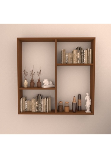 Rafkestir Bologna 1 Duvar Rafı Hareli Ceviz (Mat)