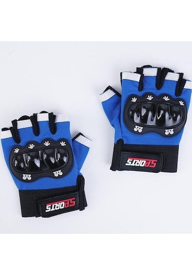 Trendooze Yarım Unisex Scooter Renkli Parmak Mavi Koruma İçin Eldiveni Destekli Çocuklar Bisiklet Rx