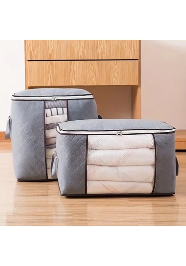 Gateesat Gri Dikey Saklama Çantası: Taşıma Kulplu, Şeffaf Pencereli, Dayanıklı Yatak Odası Düzenleyici Gri Dikey Bölüm