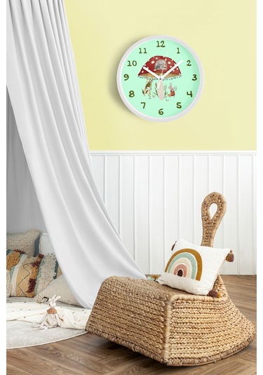 Sevimli Tavşanlar Çocuk Odası Duvar Saati - 35cm - Önü Camlı Beyaz Kasa - Sessiz Mekanizma-jh0970 Beyaz