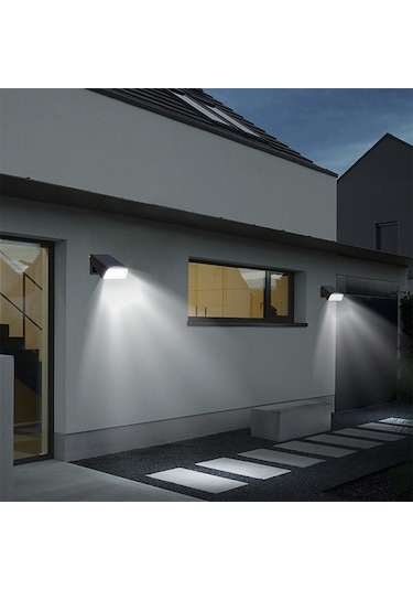 Skycity Solar Duvar Lambası Bahçe Aydınlatması Led Işık Ip65 Su Geçirmez Beyaz Işık 2 Mod 1 Adet Yh0606 Siyah