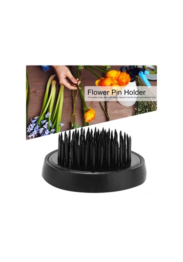 Lemestar Siyah 46mm Çelik İğne Floral Tutucu, Dayanıklı Gümüşlü Tabanlı Vazo Koruyucu, Ev Otel Japon İkebana Araçları