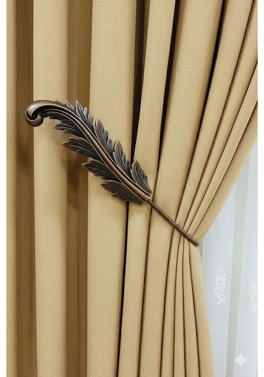 Fon Perde Toplayıcı Yaprak Renso 2 Adet 1sağ-1sol Eskiltmeli Bronz