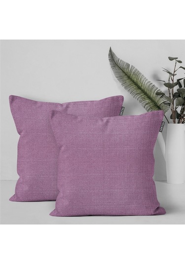 2'li Keten Görünümlü Kırlent Kılıfı Mor