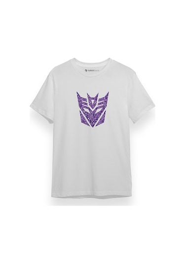 Transformers Decepticons Logo Beyaz Kısa Kol Erkek Tshirt 001