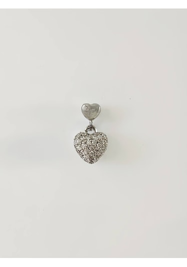 Eva Takı Store Kalp Bombeli Sallantılı Model Kıkırdak Tragus Helix Piercing Gümüş Renk Küpe Gümüş