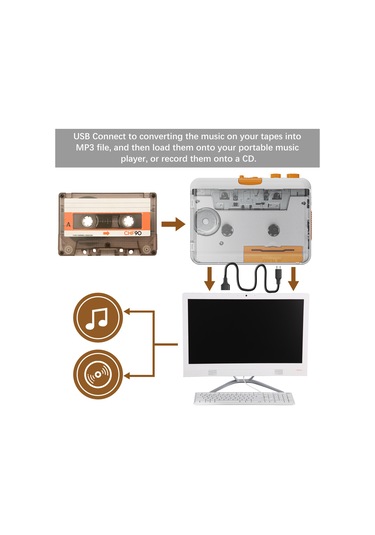 Samdoo Taşınabilir Usb Kaset Çalar - Mp3/cd Dönüştürücü, Bilgisayar Uyumlu, Stereo Ses