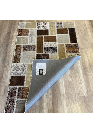 Hoom Rugs Patchwork Kahve Kutulu El Dokuma Kilim Kahve