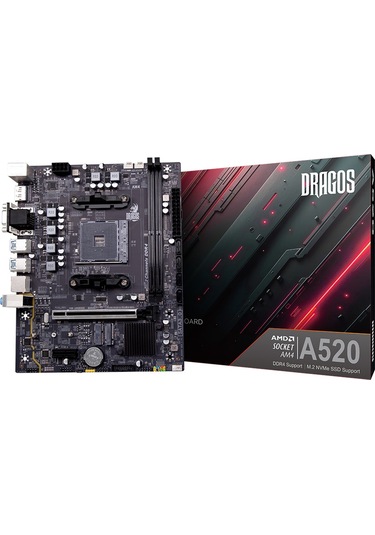 Dragos A520 D4 Sata,m2 Ddr4 4600mhz Usb 3.2 Hdmi Dp Ses G.lan Am4 Matx Anakart