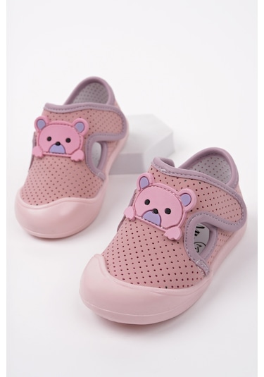 Muggo Scot Cırtlı Ayıcıklı Günlük İlk Adım Bebek Spor Ayakkabı Pudra