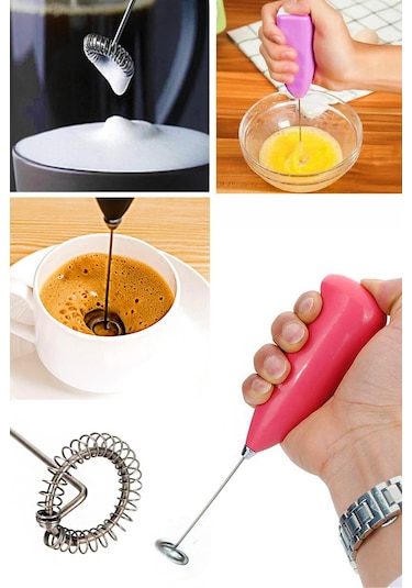 Pilli Kahve Köpürtücü Süt Köpürtücü Mikser Çok Renkli