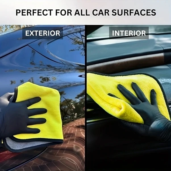 Trendooze Turcoshop11 Mikrofiber Araç Havlusu 11.81x11.81 Sarı Gri Yumuşak