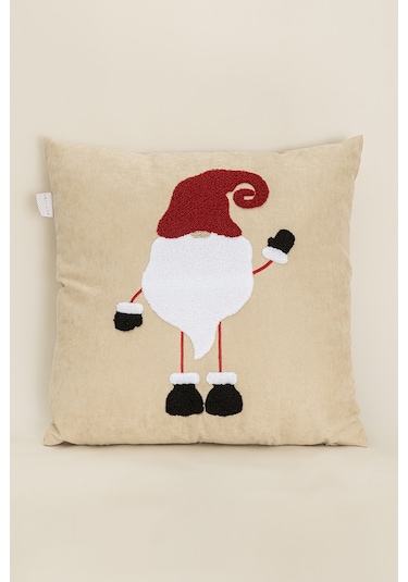 Charm Noel Baba Punch İşleme Bej Kırlent 43x43 35251a Bej