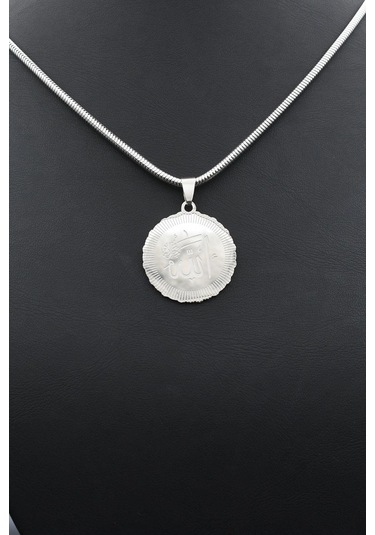 Allah Yazlı Kolye Paslanmaz Çelik Zincir 902294 Gümüş