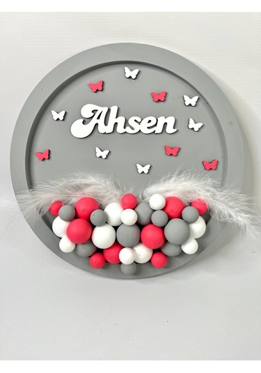 Kız Bebek Kapı Süsü-pembe Balonlu Kapı Süsü-bubble Kapı Süsü Gri