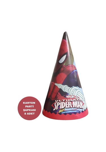 Karton Parti Şapkası Örümcek Adam Temalı 8 Adet Tüm Yaşlar