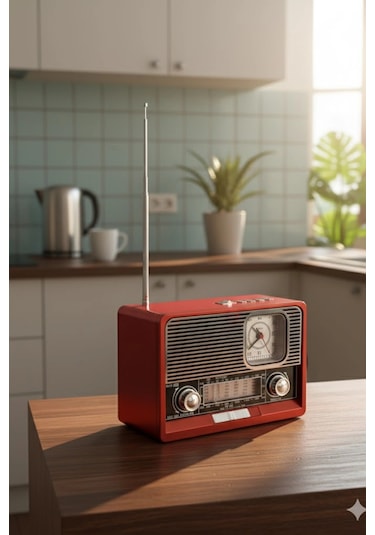 Blackbird Kırmızı Ktf-1647 Nostaljik Ahşap Görünümlü Fm Radyo Usb/tf Kart Mp3 El Feneri