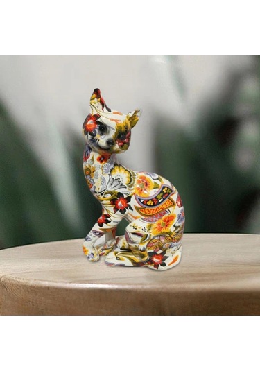 Homyl Reçine Graffiti Kedi Heykeli Raf Dekorasyonu Ev Stil-a