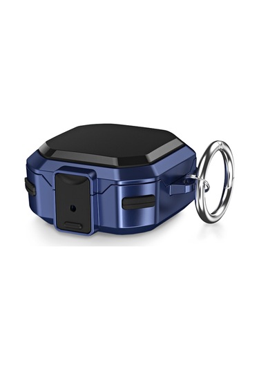 Microsonic Samsung Galaxy Buds 2 Pro Kılıf Darbeye Dayanıklı Sert Koruyucu + Askılık Lacivert