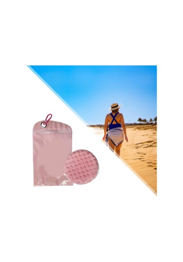 Suntek Kum Temizleme Torbası Fırçası Cilt Dostu Plaj Pembe Pembe