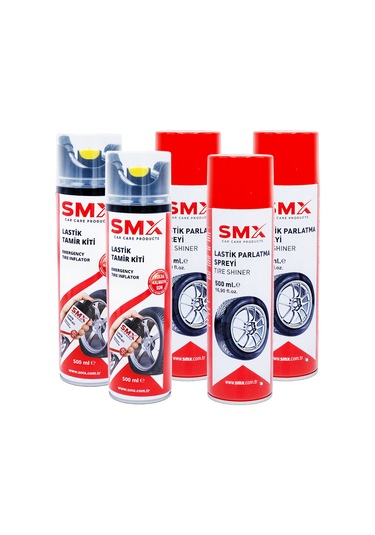 Lastik Parlatma Spreyi 3adet + Lastik Tamir Kiti 2adet