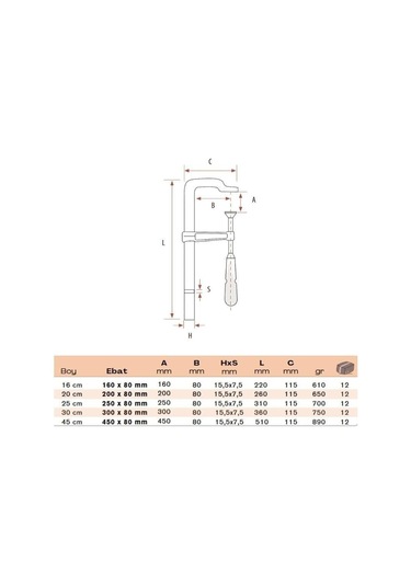 BULUT Küçük İşkence Dövme Çelik 25 cm 250x80 mm