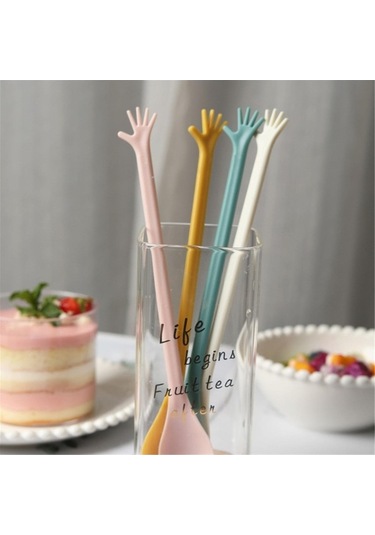 Fastbuy 4 Adet Uzun Kaşık, Renkli, Isıya Dayanıklı, Avrupa Tarzı Tatlı Kaşığı, Milkshake Kaşığı, Mutfak Aksesuarı