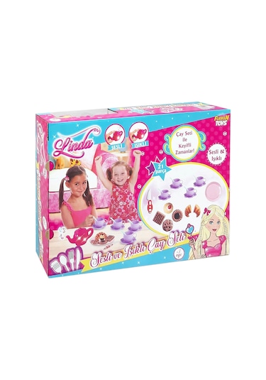 Furkan Toys Linda Kruvasanlı Işıklı Çay Seti Oyuncak çay seti 21 parça