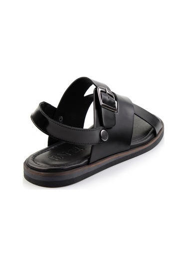 Siyah Leather Erkek Sandalet E05433071014 Siyah