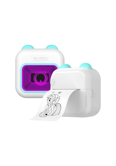 Yunboo M10 Mini Termal Yazıcı - 200dpi, Bluetooth 5.1, 7 Renk Led, 1200mah Pil, 57x25mm Kağıt, Pembe 1 Adet Kağıtlı