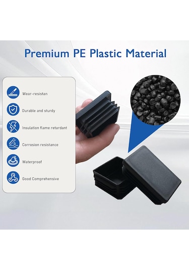 Geeksen 32 Adet Siyah Plastik Kare Boru Tıkanırcısı - Metal Boru, Masa Sandalye Ayaklarını Kaydırma Ve Korumak İçin - 2.5x2.5x1.4cm Siyah