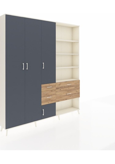 Arges Dolap 14 Raflı 4 Çekmeceli 4 Kapaklı 220x30x243 Aytaşı-antrasit/çam Antrasıt/atlas Çam