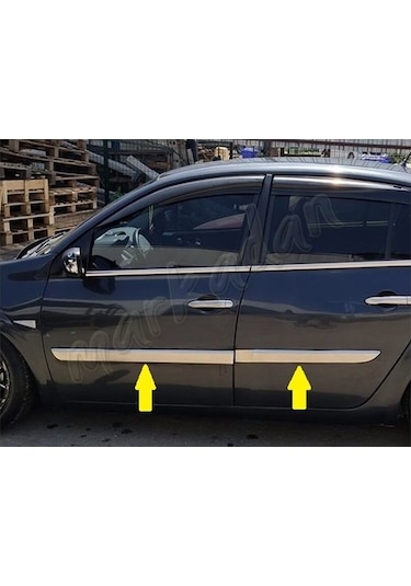 Renault Megane 2 Sedan Krom Yan Kapı Çıtası 2004-2010 4 Parça Pas