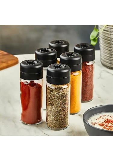 Kapris 00101Cam Baharatlık Seti 245 ML 6'lı Siyah