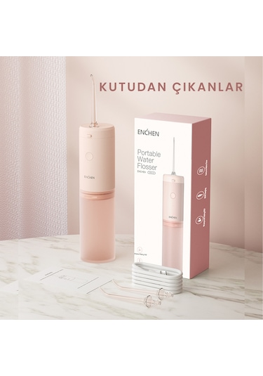 Enchen Mint 3 Pembe Pratik Kullanımlı Değiştirilebilir Başlıklı 3 Kademeli Şarjlı Ağız Duşu