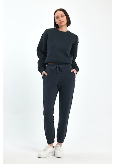 Odda Bisiklet Yaka Sweatshirt Füme