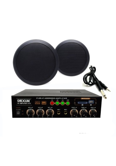 2 Li Siyah Tavan Hoparlörlü Ses Sistemi Paketi Anons Ve Müzik