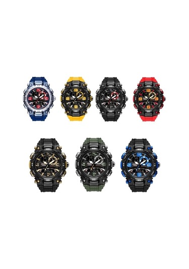 Novahub Smael 1921 Doğa Sporları Su Geçirmez Erkekler Aydınlık Zaman İzle Elektronik Saat Turuncu Ve Mavi Çok Renkli Çok Renkli