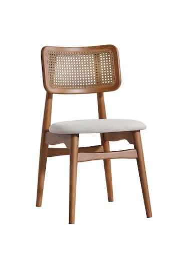 Helios Beyaz Hazeranlı Ceviz Ahşap Bohem Sandalye