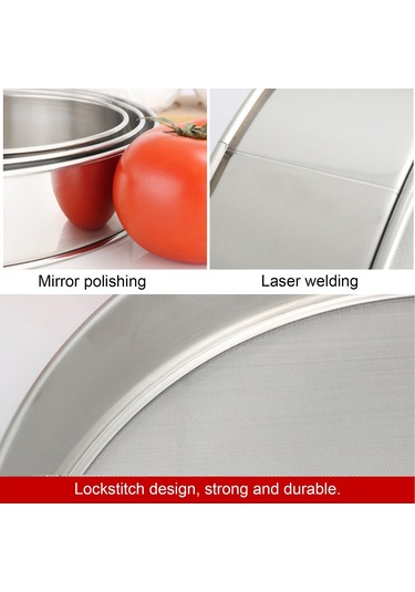 Skycity Paslanmaz Çelik Un Eleği 25cm - İnce Ağızlı, Pas Koruyucu, Hamur Pişirme, Meyve Sebze Yıkama İçin Diğer