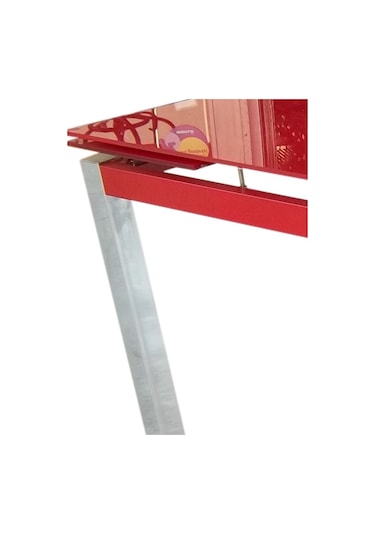 Masa CAM LAZER YPIŞTIRMA Metal transmisyon Çelik nikelaj ayak Kırmızı TEMPER Cam Kutu sevk El Yapım