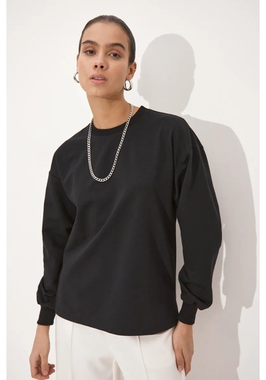 Ooo "elete" Yanları Yırtmaçlı Sweatshirt 277000201 Siyah